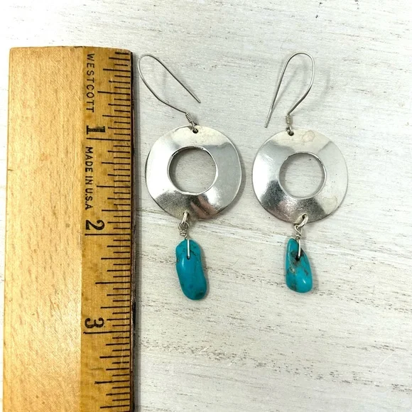 Sterling silver, turquoise bead dangle earrings